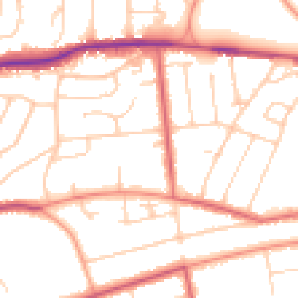 Daytime road noise heatmap for TN39 3QZ