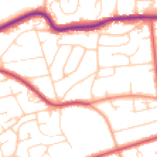 Daytime road noise heatmap for TN39 3RG