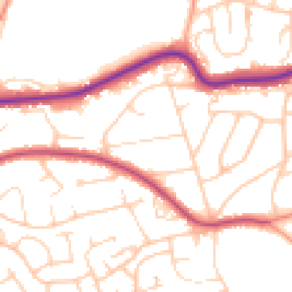 Daytime road noise heatmap for TN39 3UB