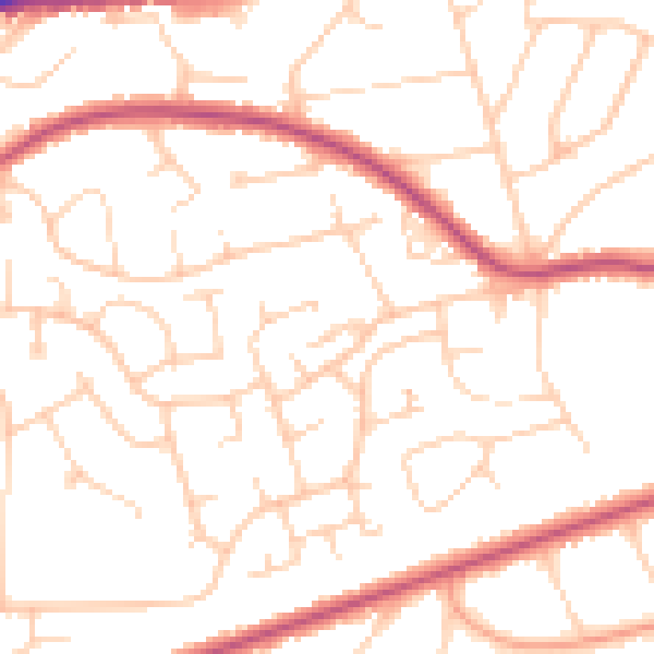 Daytime road noise heatmap for TN39 3UG