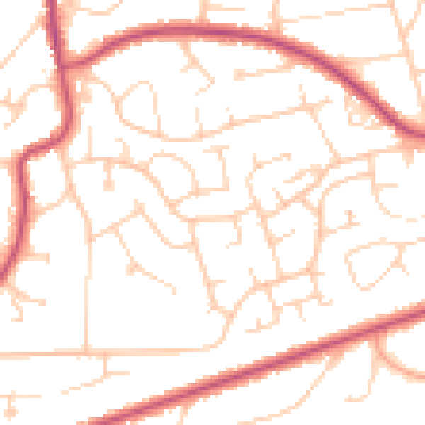 Daytime road noise heatmap for TN39 3UJ