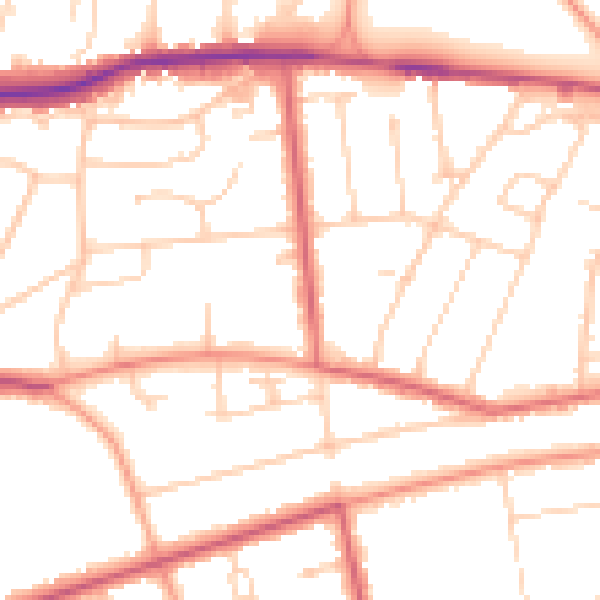 Daytime road noise heatmap for TN39 3XN
