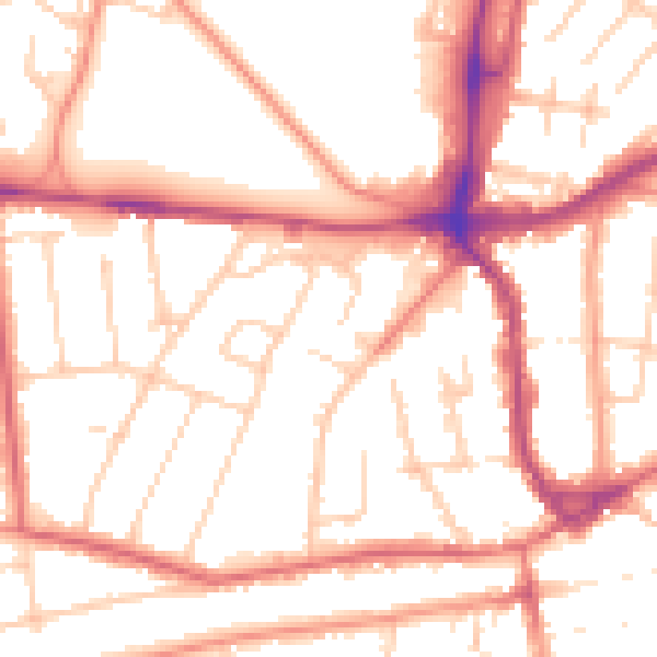 Daytime road noise heatmap for TN39 3YF