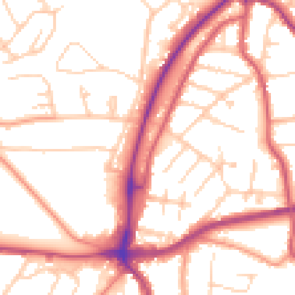 Daytime road noise heatmap for TN39 4AB