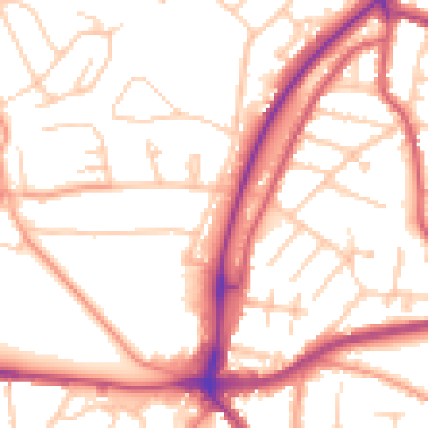 Daytime road noise heatmap for TN39 4AQ