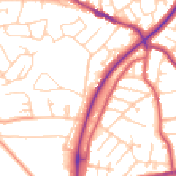 Daytime road noise heatmap for TN39 4AT