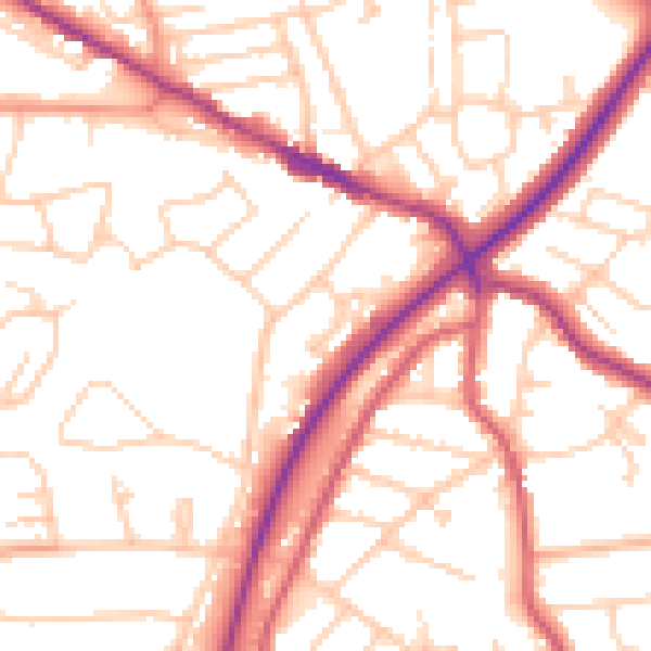 Daytime road noise heatmap for TN39 4BB