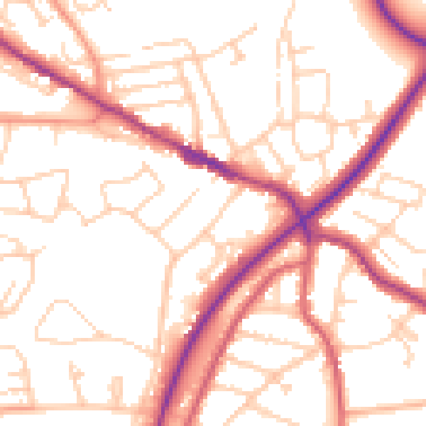 Daytime road noise heatmap for TN39 4BD