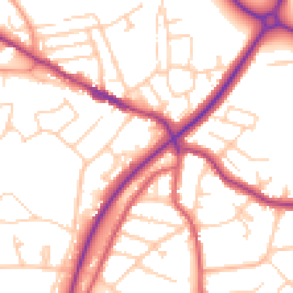 Daytime road noise heatmap for TN39 4FJ