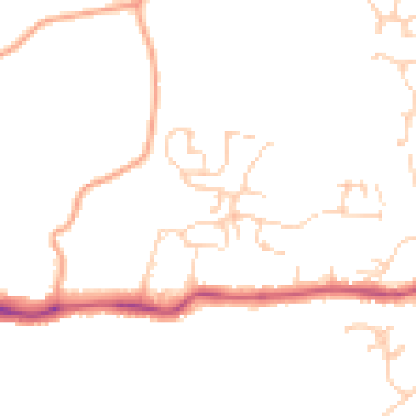 Daytime road noise heatmap for TN39 4FP