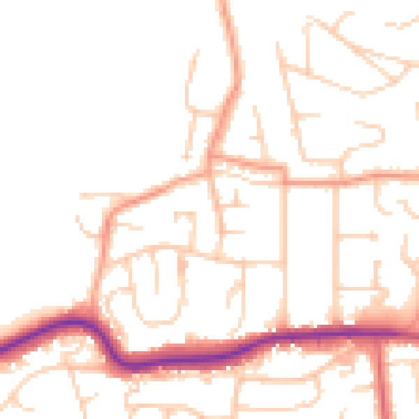 Daytime road noise heatmap for TN39 4JL
