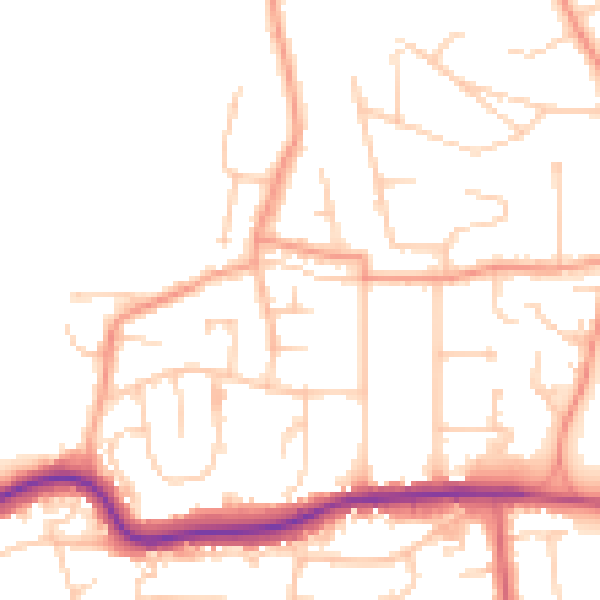 Daytime road noise heatmap for TN39 4JP
