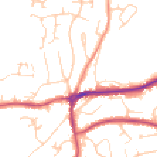 Daytime road noise heatmap for TN39 4PE