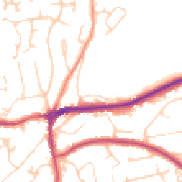 Daytime road noise heatmap for TN39 4PN