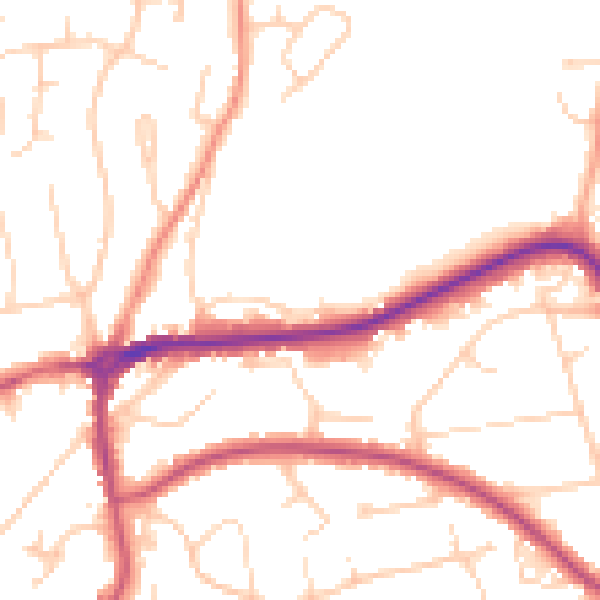 Daytime road noise heatmap for TN39 4PU