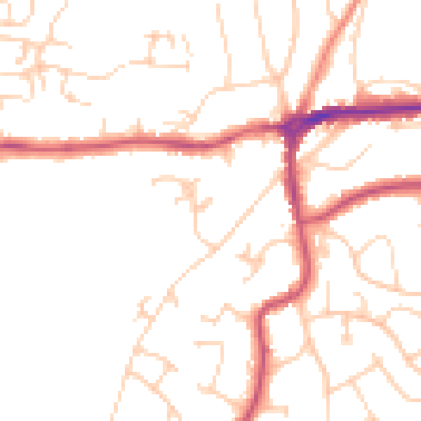 Daytime road noise heatmap for TN39 4RP