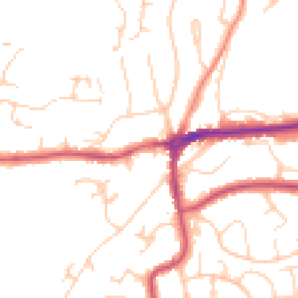 Daytime road noise heatmap for TN39 4SE