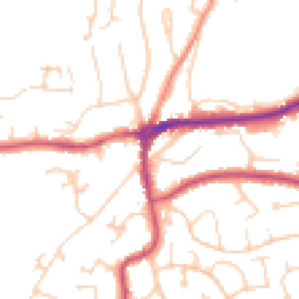 Daytime road noise heatmap for TN39 4SJ
