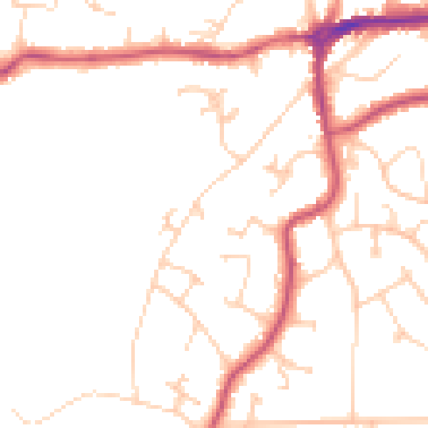 Daytime road noise heatmap for TN39 4SW