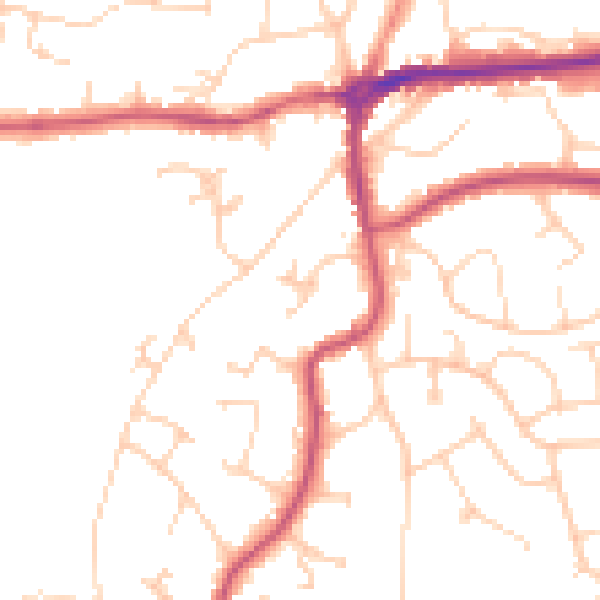Daytime road noise heatmap for TN39 4XD