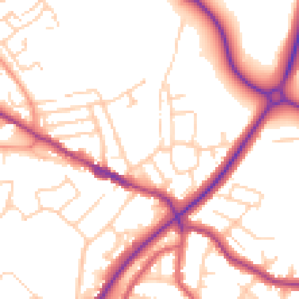 Daytime road noise heatmap for TN39 5AJ