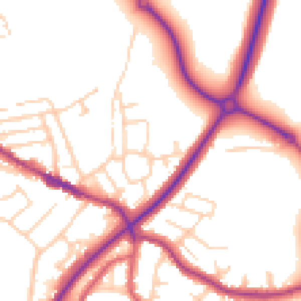 Daytime road noise heatmap for TN39 5AN