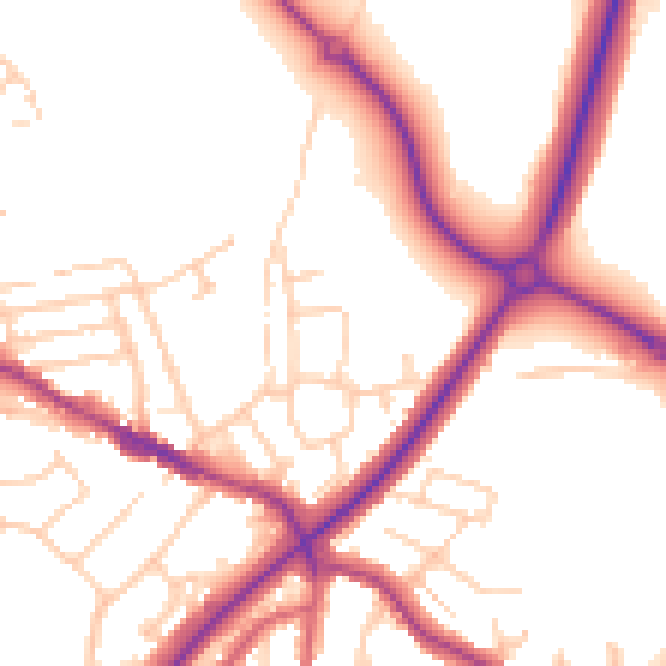 Daytime road noise heatmap for TN39 5AS