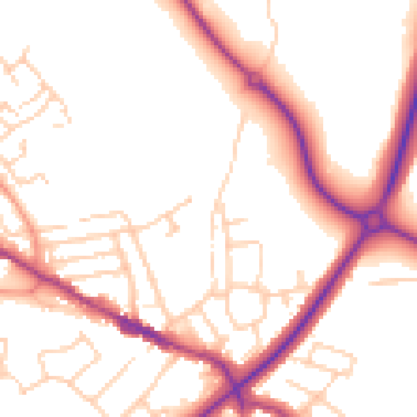 Daytime road noise heatmap for TN39 5AU