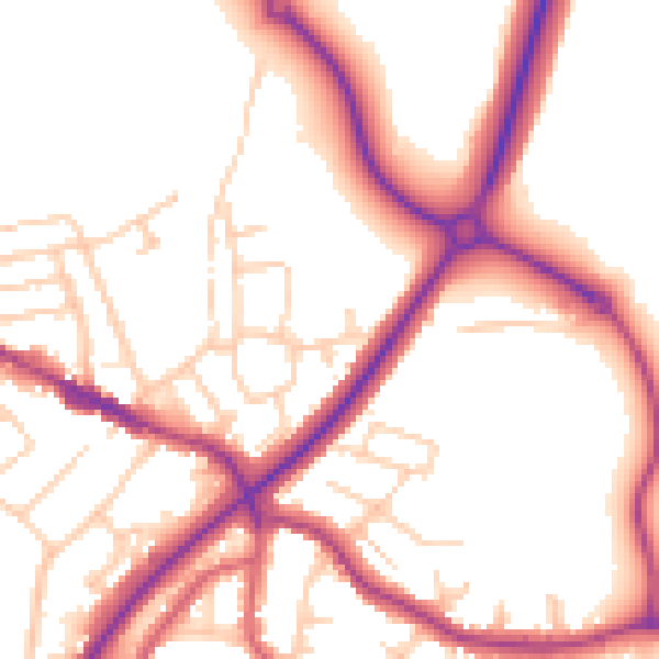 Daytime road noise heatmap for TN39 5AW