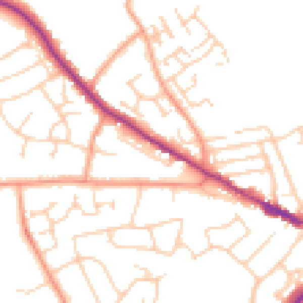 Daytime road noise heatmap for TN39 5BE