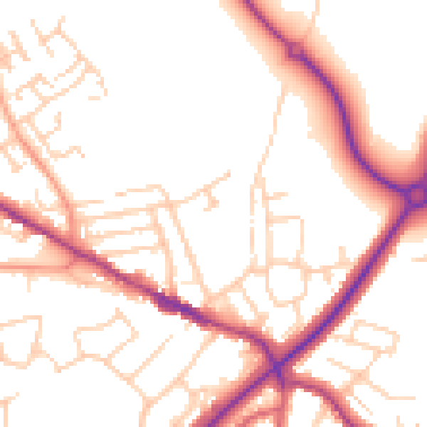 Daytime road noise heatmap for TN39 5BW