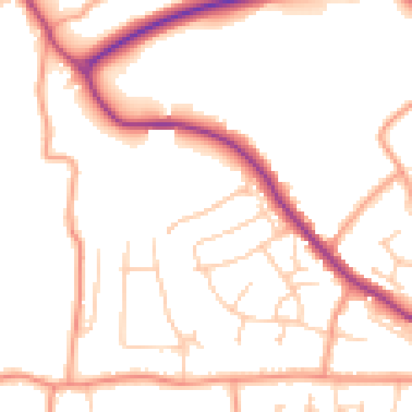 Daytime road noise heatmap for TN39 5DF