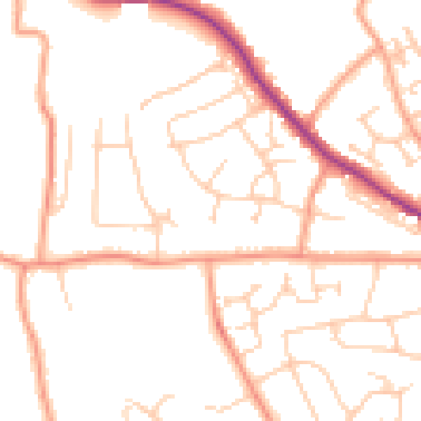 Daytime road noise heatmap for TN39 5DT