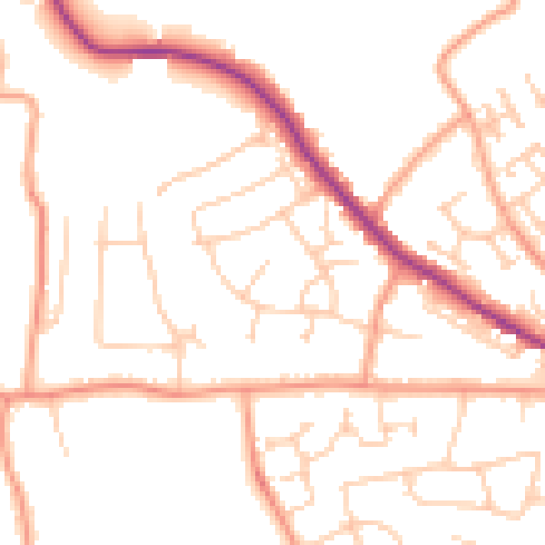 Daytime road noise heatmap for TN39 5DU