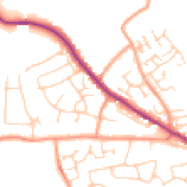 Daytime road noise heatmap for TN39 5DY