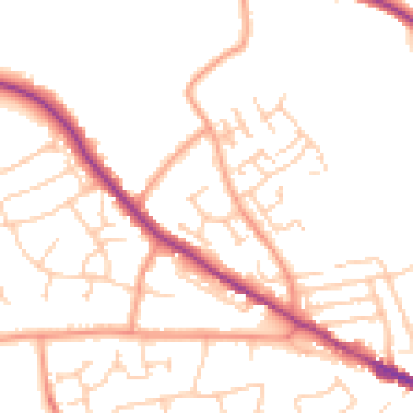 Daytime road noise heatmap for TN39 5EF
