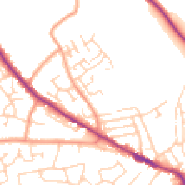Daytime road noise heatmap for TN39 5EG
