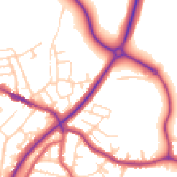 Daytime road noise heatmap for TN39 5ER