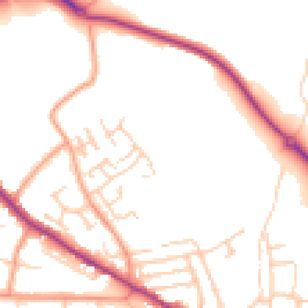 Daytime road noise heatmap for TN39 5EY