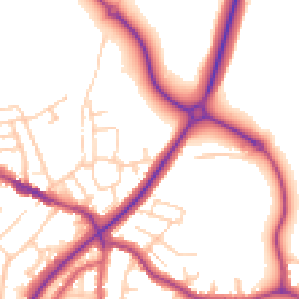 Daytime road noise heatmap for TN39 5JF