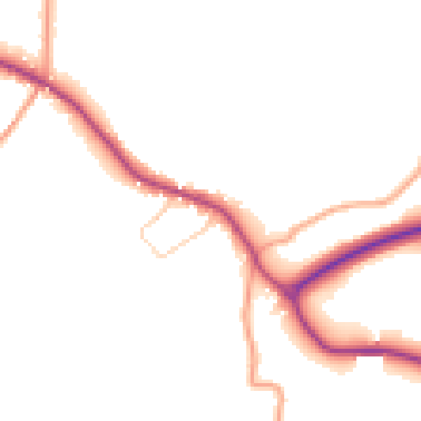Daytime road noise heatmap for TN39 5JG