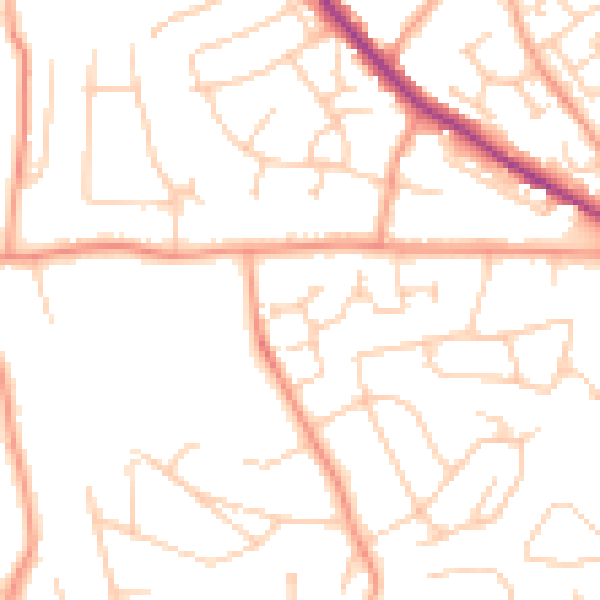 Daytime road noise heatmap for TN39 5JW
