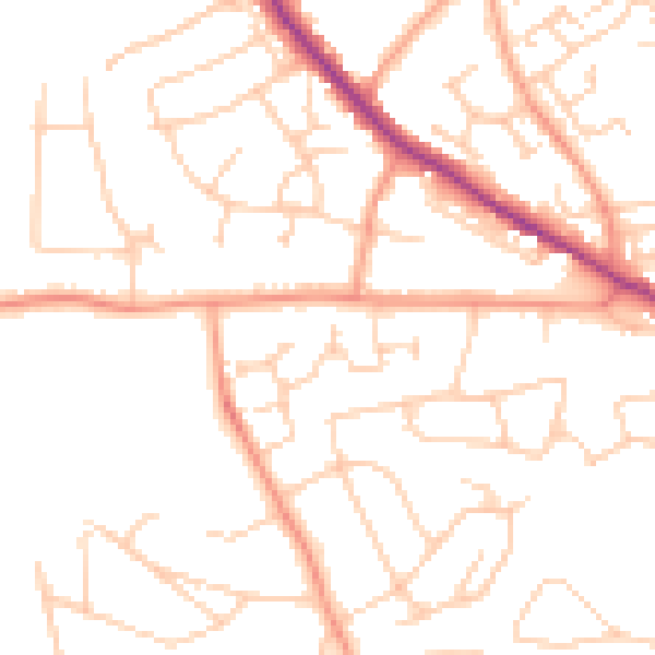 Daytime road noise heatmap for TN39 5JX