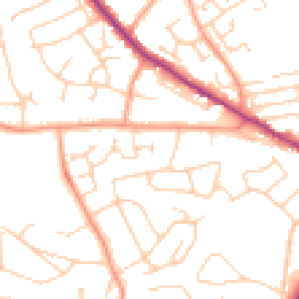 Daytime road noise heatmap for TN39 5JY