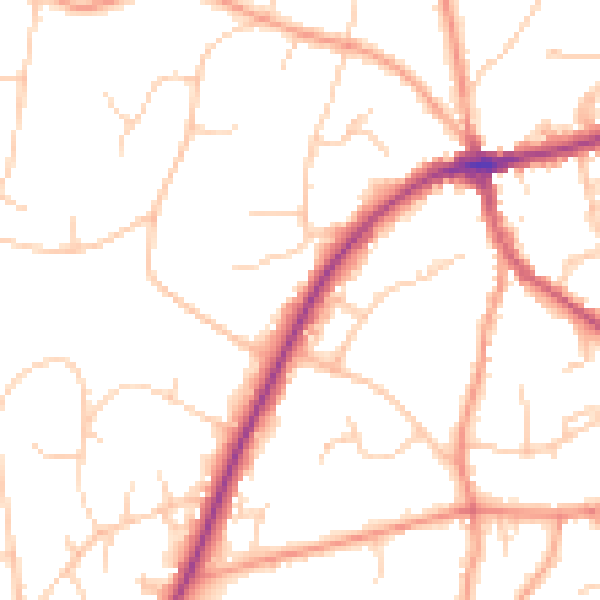 Daytime road noise heatmap for TN6 1AU