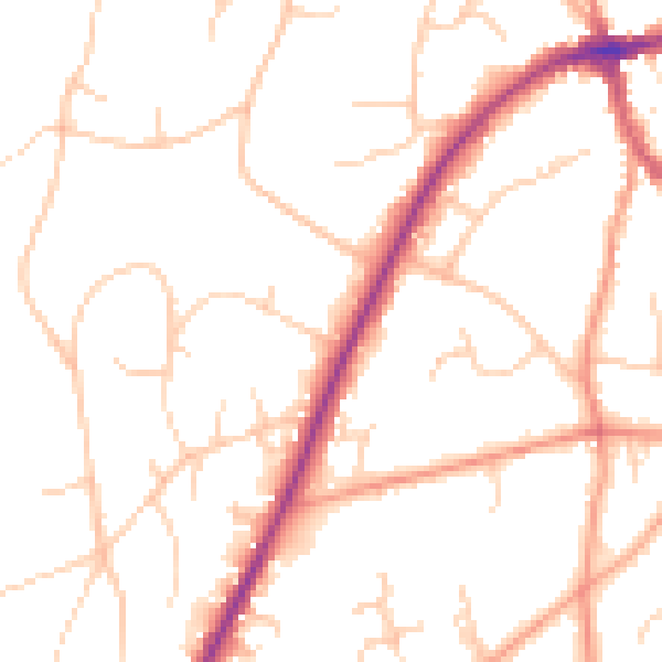 Daytime road noise heatmap for TN6 1AY