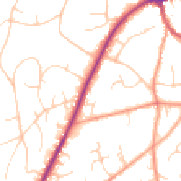 Daytime road noise heatmap for TN6 1AZ