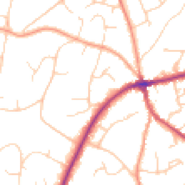 Daytime road noise heatmap for TN6 1BD