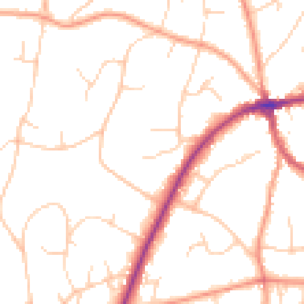 Daytime road noise heatmap for TN6 1BE