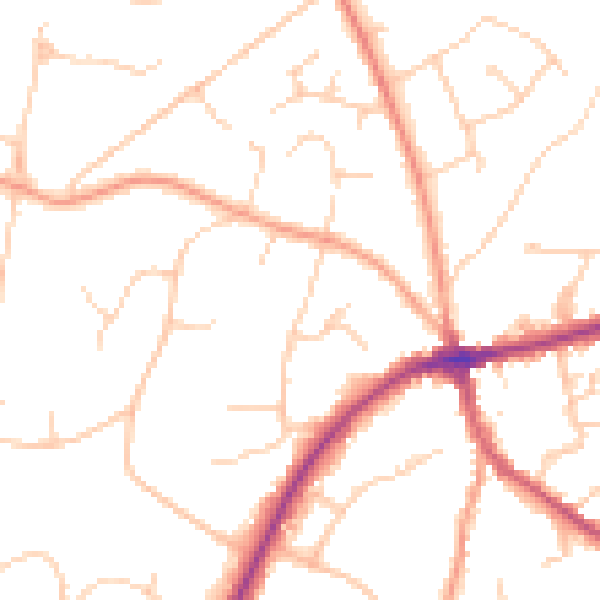 Daytime road noise heatmap for TN6 1BG
